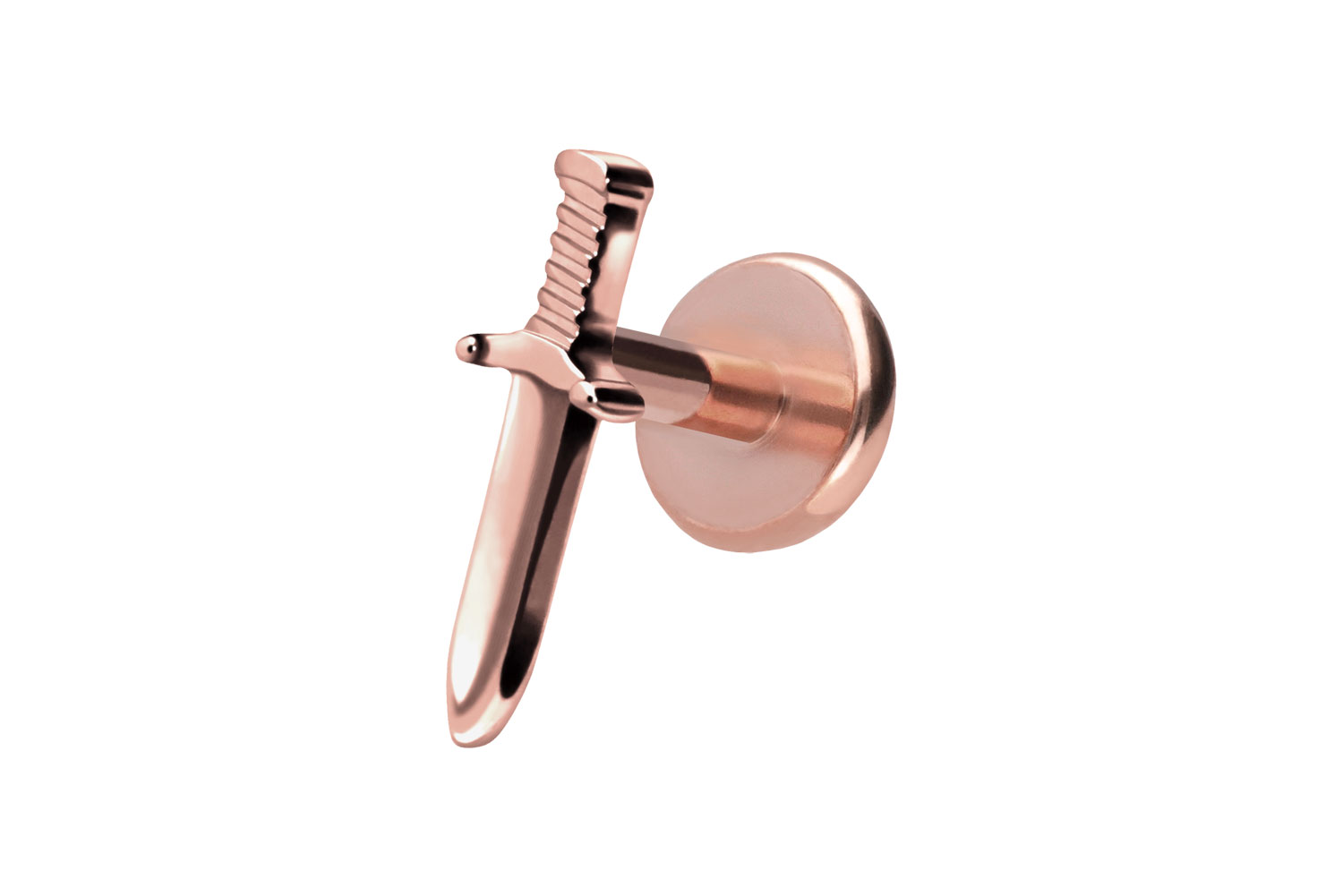Titan Labret Piercing mit Push Fit SCHWERT
